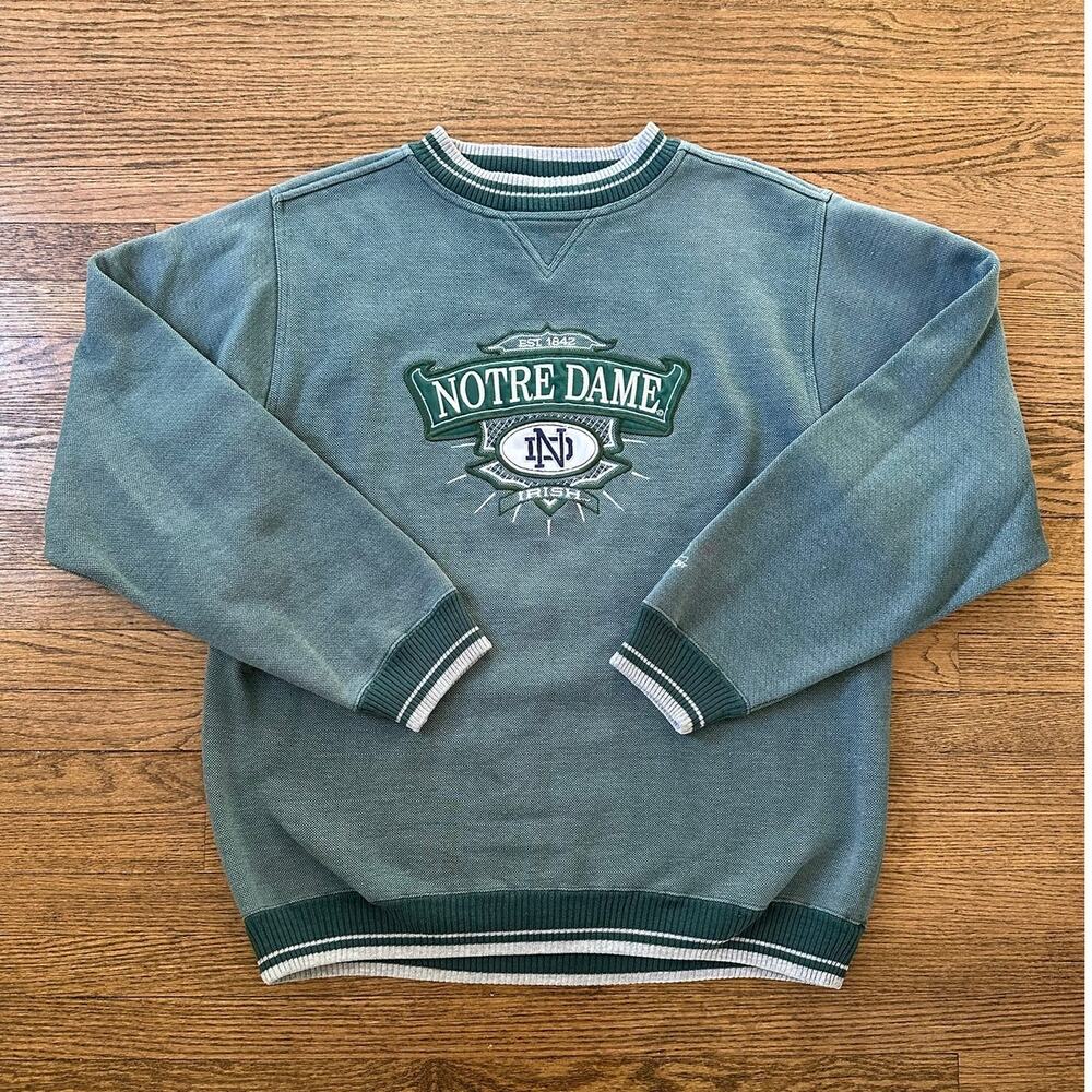 Vintage 90's Midwest Notre Dame Green Crewneck Sweatshirt Size Large